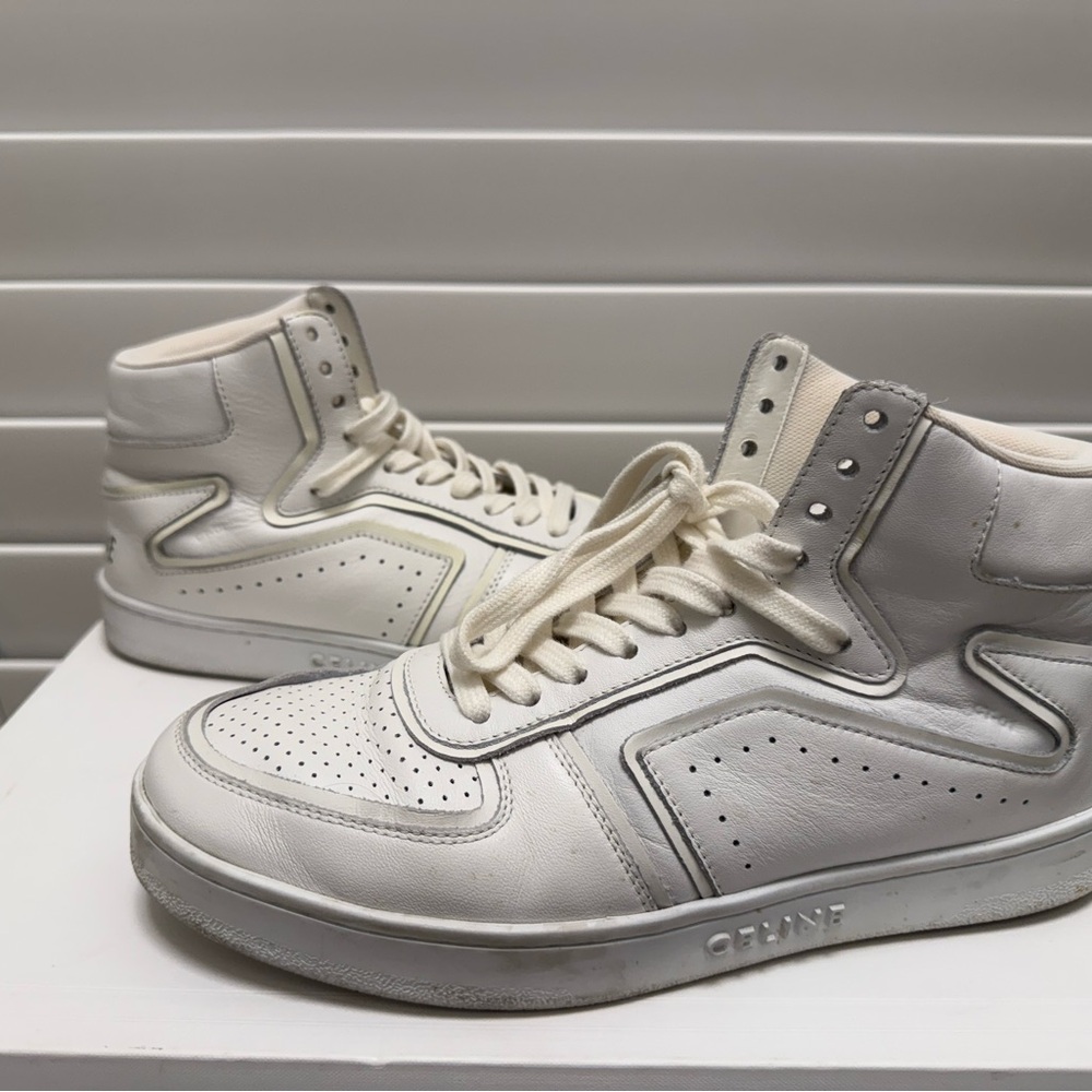 Celine Ct-01 “Z” Trainer High Top Sneaker In Calfskin Optic White - Picture 7 of 12